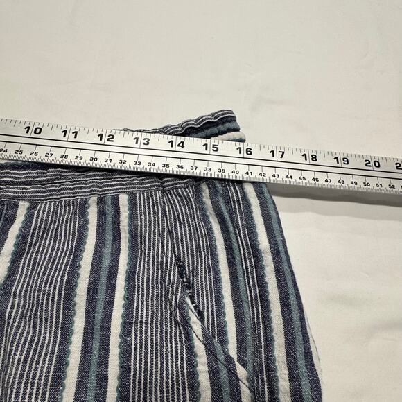 Roxy Oceanside Linen Blend Shorts Size 10 Dress Blues Cherokee Stripe Drawstring - Picture 9 of 11
